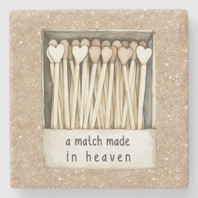 Cream Hearts Match Made in Heaven Guldglitter Stenunderlägg (Framsidan)