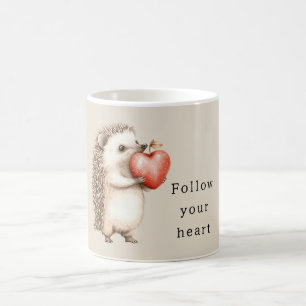 Cream Hedgehog Apple Heart Kaffemugg