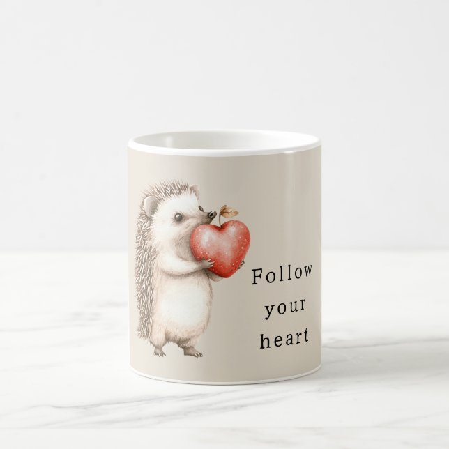Cream Hedgehog Apple Heart Kaffemugg (Center)