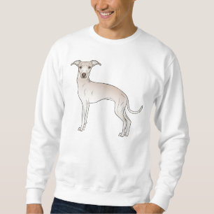 Cream Italiana Greyhound Hund Cute Tecknad hund Lång Ärmad Tröja