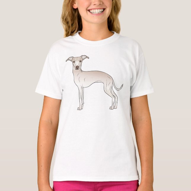 Cream Italiana Greyhound Hund Cute Tecknad hund T Shirt (Framsida)