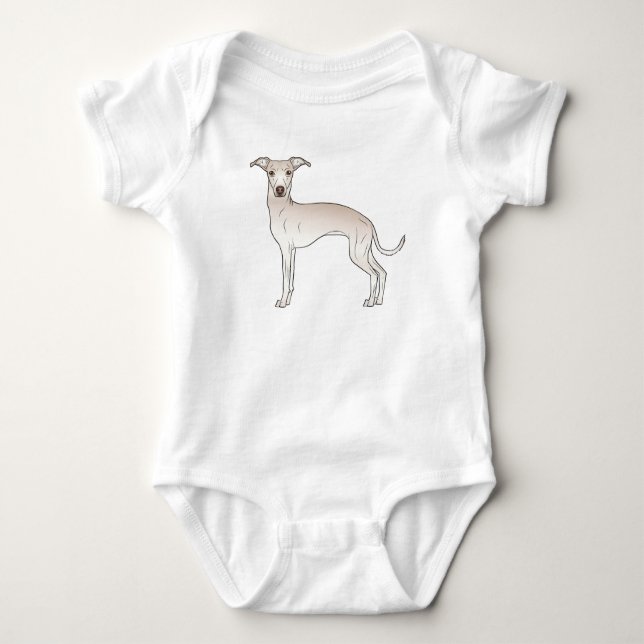 Cream Italiana Greyhound Hund Cute Tecknad hund T Shirt (Framsida)