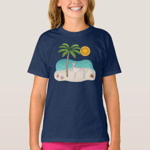 Cream Italiana Greyhound vid Tropical Summer Beach T Shirt