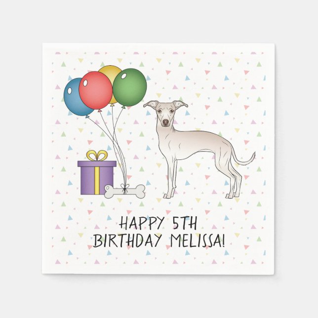 Cream Italienska Greyhound Cute Hund - Grattis på  Pappersservett (Framsidan)