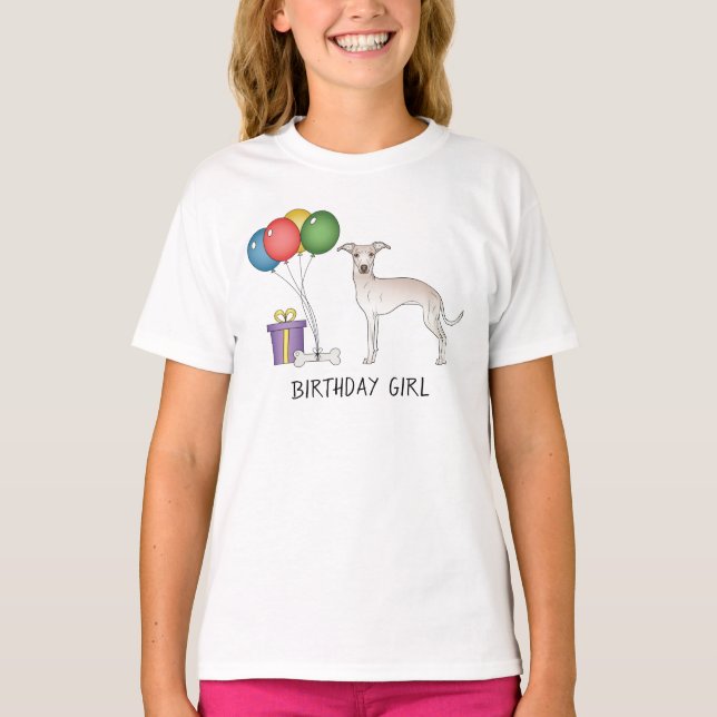 Cream Italy Greyhound Cute Hund - Birthday Girl T Shirt (Framsida)