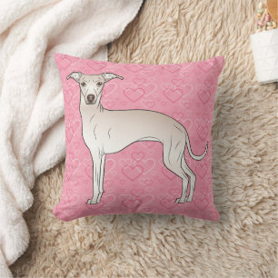 Cream Italy Greyhound Cute Hund on Rosa Hearearear Kudde