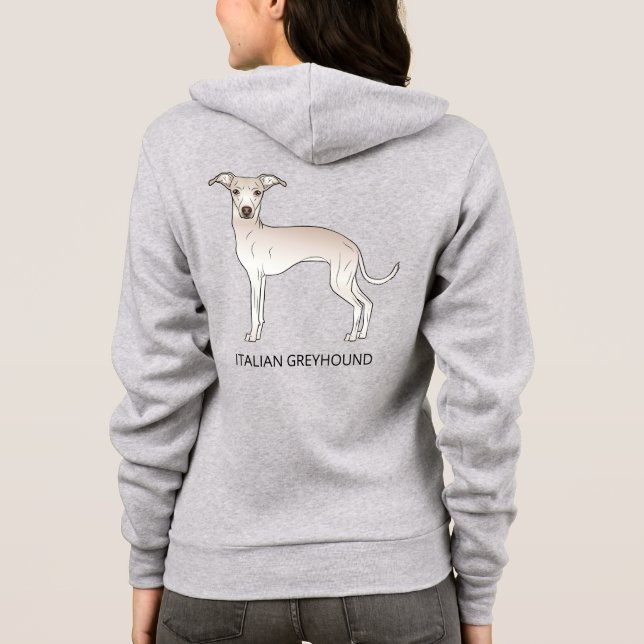 Cream Italy Greyhound Hund with Anpassningsbar Tex T Shirt (Baksida)