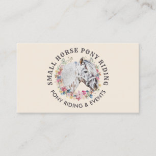Cream Ivory Beige Pony Equestrian Trainer Horse Visitkort