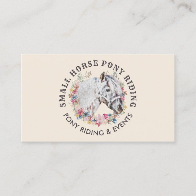 Cream Ivory Beige Pony Equestrian Trainer Horse Visitkort (Framsida)