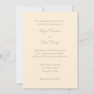 Cream Ivory Brown Plain Simple bröllopsinbjudan Inbjudningar