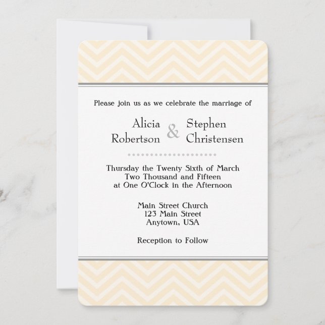 Cream Ivory Chevron-inbjudningar Inbjudningar (Framsida)