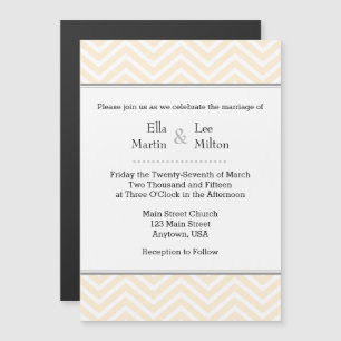 Cream Ivory Chevron Magnetic Wedding Investigation Magnetisk Inbjudningskort