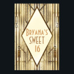 Cream Ivory Guld 20's Art Deco Gatsby Glam Banner Poster<br><div class="desc">Anpassa med valfri text. Matchande objekt är tillgängliga.</div>