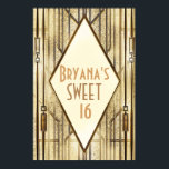 Cream Ivory Guld 20's Art Deco Gatsby Glam Banner Poster<br><div class="desc">Anpassa med valfri text. Matchande objekt är tillgängliga.</div>