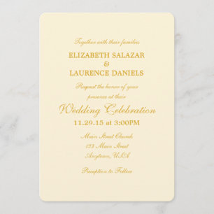 Cream Ivory Guld Plain Simple Wedding bjudande Inbjudningar