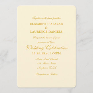 Cream Ivory Guld Plain Simple Wedding bjudande Inbjudningar