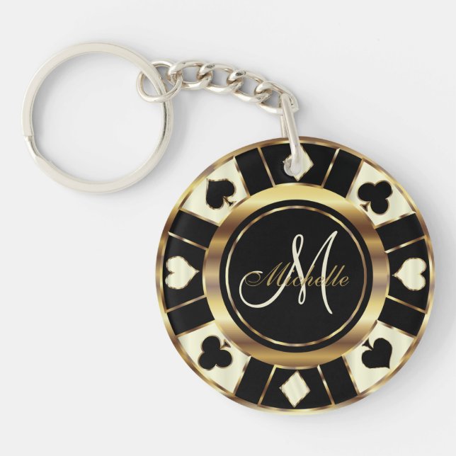 Cream Ivory Poker Chip Design - Monogram (Framsidan)