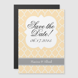 Cream Ivory White Quatrefoil Spara datum magneter