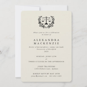 Cream JD Law Scales Laurel Wandan Studenten Invit Inbjudningar