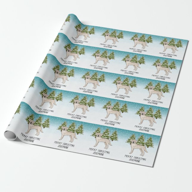Cream Labrador Retriever Hund Jul Anpassad Text Presentpapper (Utrullad)