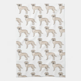 Cream Labrador Retriever Tecknad Lab Hund Mönster Kökshandduk