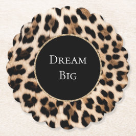 Cream Leopard Animal Birthday Underlägg Papper
