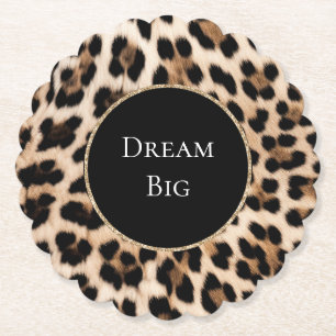 Cream Leopard Animal Birthday Underlägg Papper