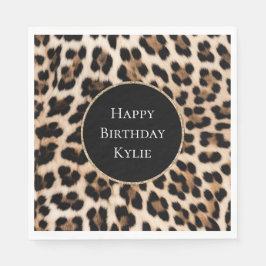 Cream Leopard Animal Glitter Ram Pappersservett