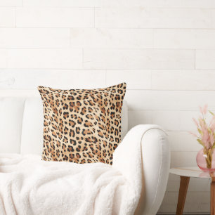 Cream Leopard Animal Print Kudde