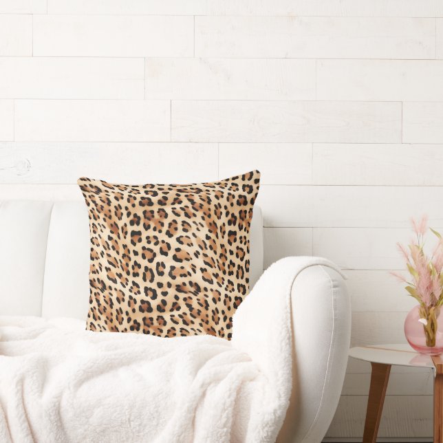 Cream Leopard Animal Print Kudde (Soffa)