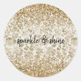 Cream Leopard Print Glitzy Gnistra Runt Klistermärke
