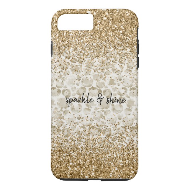Cream Leopard Print Glitzy Guld Gnistra Case-Mate iPhone Skal (Baksida)