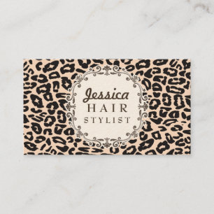 Cream Leopard Print Hair Stylist avtalade kort