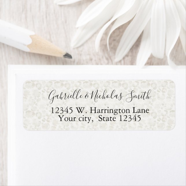 Cream Leopard Print Returadress Etikett (Insitu)