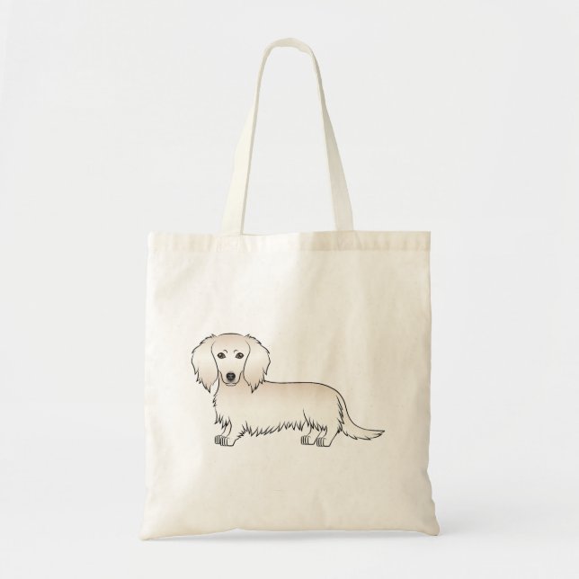 Cream Long Hair Dachshund Cute Tecknad hund Tygkasse (Framsidan)