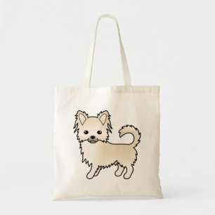 Cream Long Jacka Chihuahua Cute Tecknad hund Tygkasse