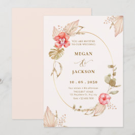 Cream lugn blommigt elegant bröllop inbjudningar