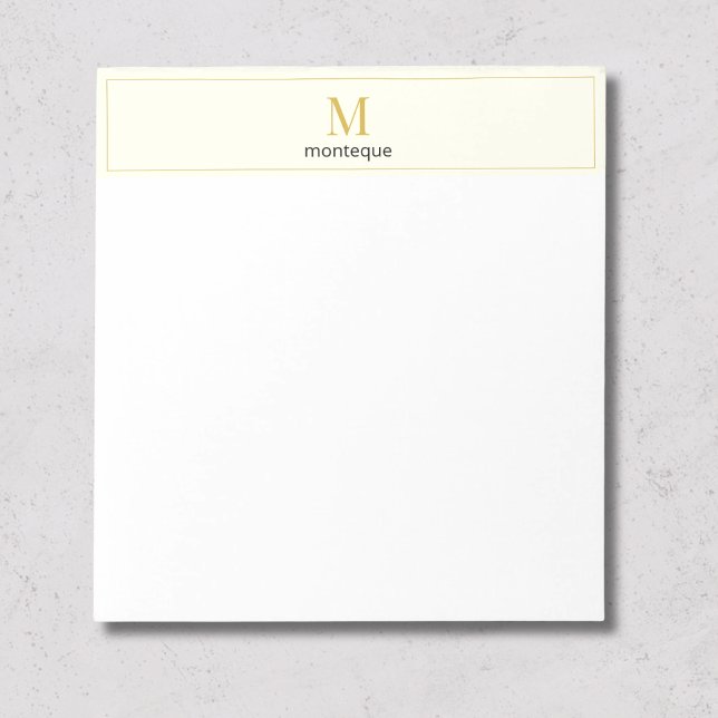 Cream Luxury Serif Personalized Monogram Anteckningsblock (Skapare uppladdad)