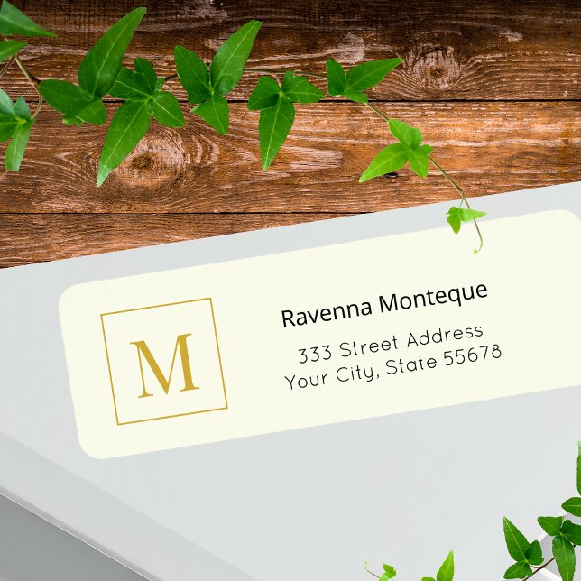 Cream Luxury Serif Personalized Monogram Returadress Etikett (Skapare uppladdad)