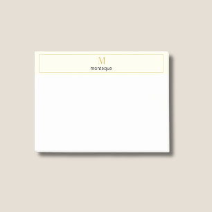 Cream Luxury Serif Personligt Monogram Post-it Block
