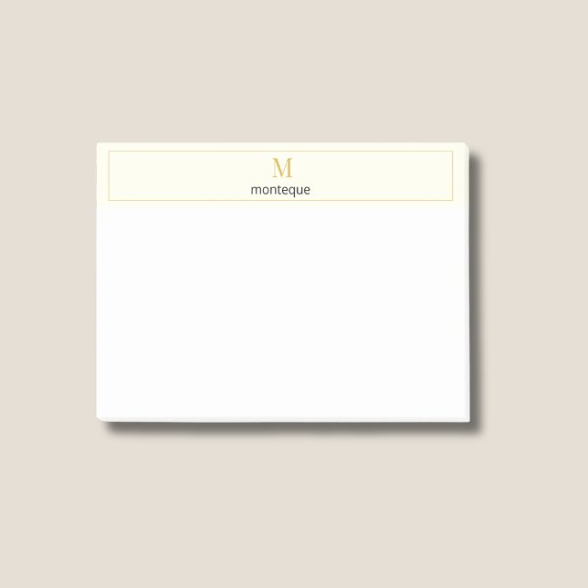 Cream Luxury Serif Personligt Monogram Post-it Block (Skapare uppladdad)