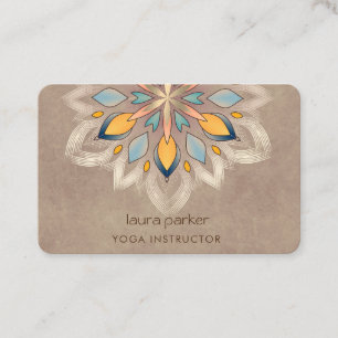 Cream Mandala Holistic Lotus Blommigt Zen Yoga Visitkort