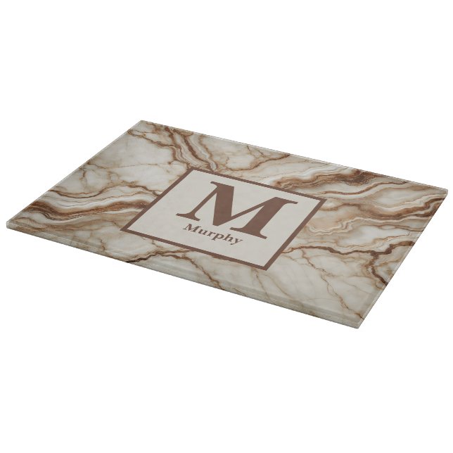 Cream Marble & Brown Vein Monogram (Hörn)