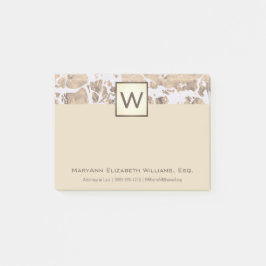 Cream Marble Executive Monogram Post-it Block