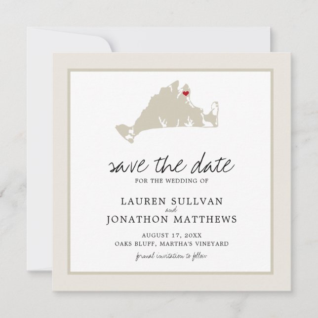 Cream Martha's Vineyard Karta Spara datumet (Framsida)
