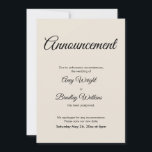 Cream-meddelande uppskjutet Bröllop-kort Inbjudningar<br><div class="desc">Här är ett enkelt kort för att meddela dina gäster om det blir nödvändigt att ändra ditt bröllop-datum. Använda mallen fält om du vill lägga till dina personuppgifter och göra den här eleganten, minimalistisk design till din egen. Krämbakgrunden kan ändras till valfri färg. Alla typsnitt och färg är också redigerbara....</div>