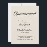 Cream-meddelande uppskjutet Bröllop-kort Inbjudningar<br><div class="desc">Här är ett enkelt kort för att meddela dina gäster om det blir nödvändigt att ändra ditt bröllop-datum. Använda mallen fält om du vill lägga till dina personuppgifter och göra den här eleganten, minimalistisk design till din egen. Krämbakgrunden kan ändras till valfri färg. Alla typsnitt och färg är också redigerbara....</div>