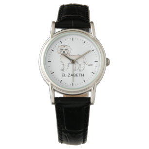 Cream Mini Goldendoodle Serieteckning Hund & Namn Armbandsur
