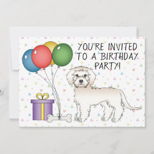 Cream Mini Goldendoodle Söt Tecknad Hund Födelseda Inbjudningar