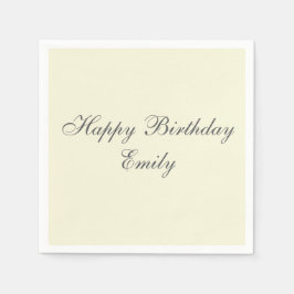 Cream Minimalist Birthday Party Napkins Pappersservett